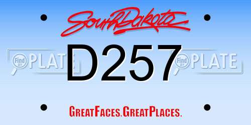 D257 South Dakota License Plate