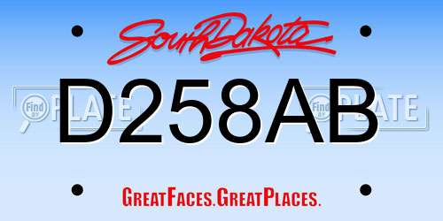 D258AB South Dakota License Plate