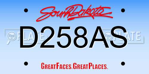 D258AS South Dakota License Plate