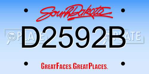 D2592B South Dakota License Plate