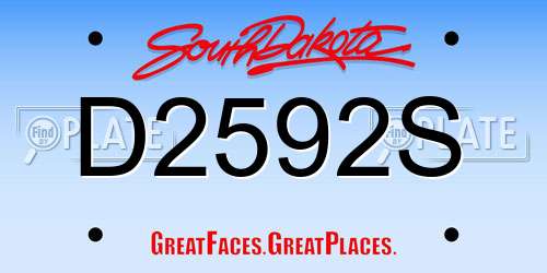 D2592S South Dakota License Plate