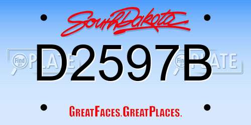 D2597B South Dakota License Plate