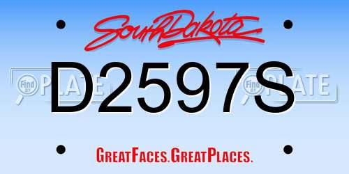 D2597S South Dakota License Plate
