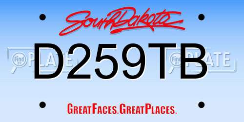 D259TB South Dakota License Plate