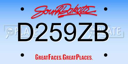 D259ZB South Dakota License Plate