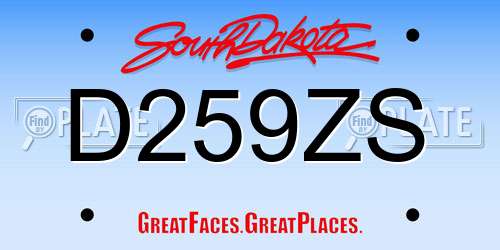 D259ZS South Dakota License Plate
