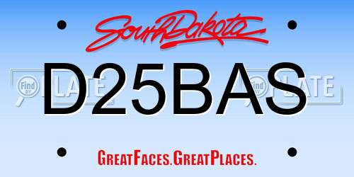 D25BAS South Dakota License Plate
