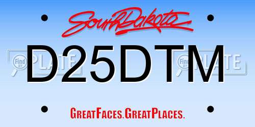 D25DTM South Dakota License Plate
