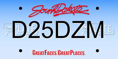 D25DZM South Dakota License Plate