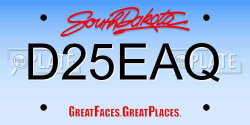 D25EAQ South Dakota License Plate
