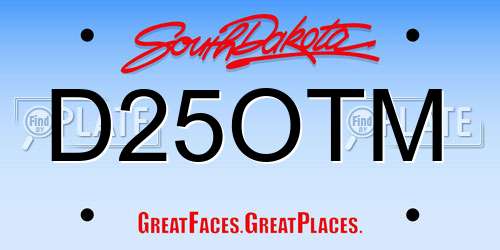 D25OTM South Dakota License Plate