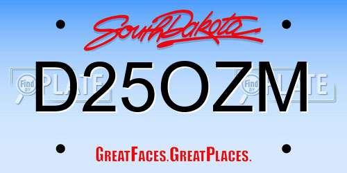 D25OZM South Dakota License Plate