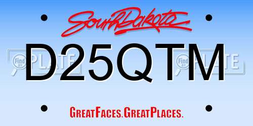 D25QTM South Dakota License Plate