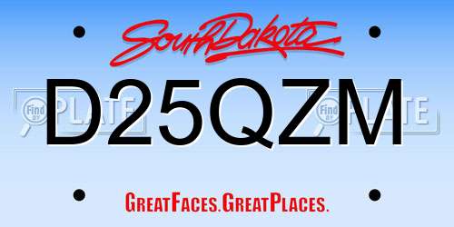 D25QZM South Dakota License Plate