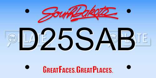 D25SAB South Dakota License Plate
