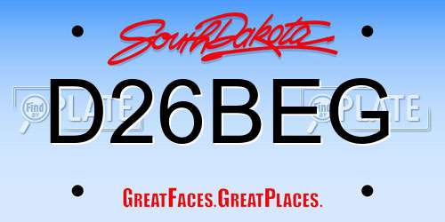 D26BEG South Dakota License Plate