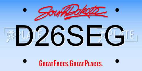D26SEG South Dakota License Plate