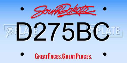 D275BC South Dakota License Plate