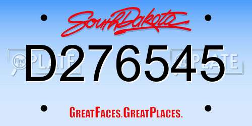 D276545 South Dakota License Plate