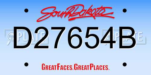 D27654B South Dakota License Plate