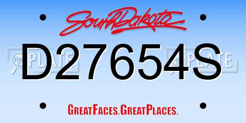 D27654S South Dakota License Plate