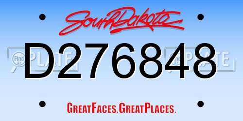 D276848 South Dakota License Plate