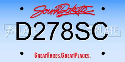 D278SC South Dakota License Plate