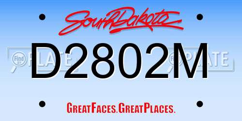 D2802M South Dakota License Plate