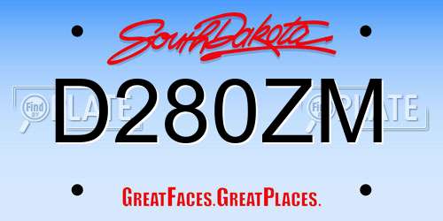 D280ZM South Dakota License Plate