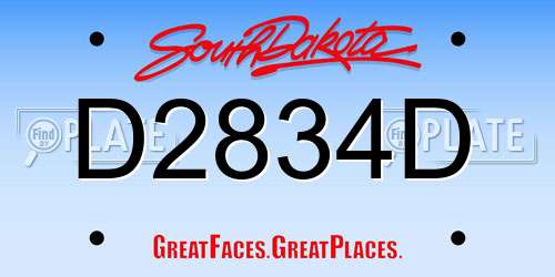 D2834D South Dakota License Plate