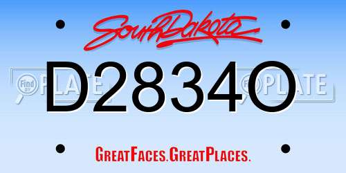 D2834O South Dakota License Plate