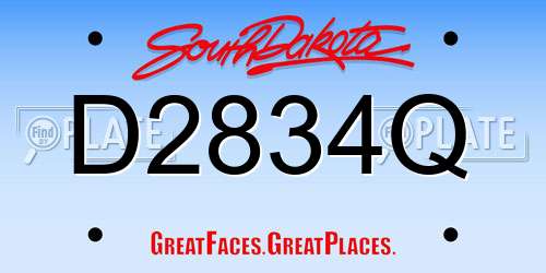 D2834Q South Dakota License Plate