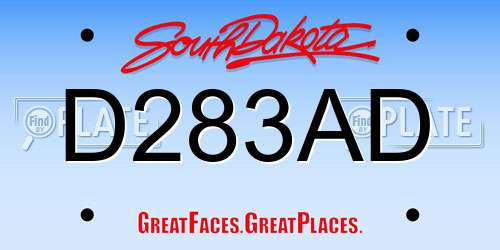D283AD South Dakota License Plate