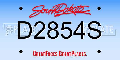 D2854S South Dakota License Plate