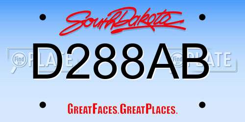 D288AB South Dakota License Plate