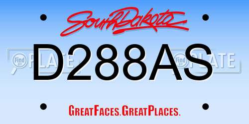 D288AS South Dakota License Plate