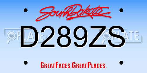 D289ZS South Dakota License Plate