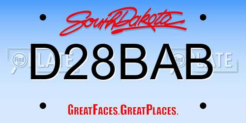 D28BAB South Dakota License Plate