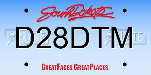 D28DTM South Dakota License Plate