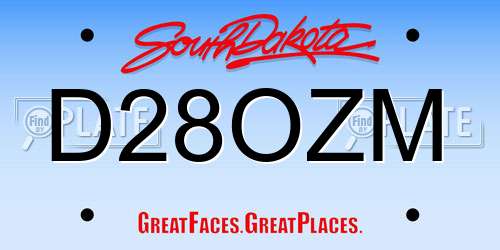 D28OZM South Dakota License Plate