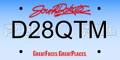 D28QTM South Dakota License Plate