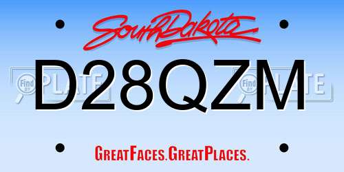 D28QZM South Dakota License Plate