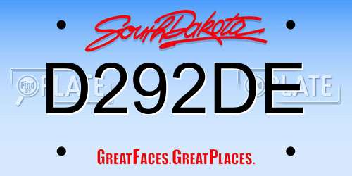D292DE South Dakota License Plate