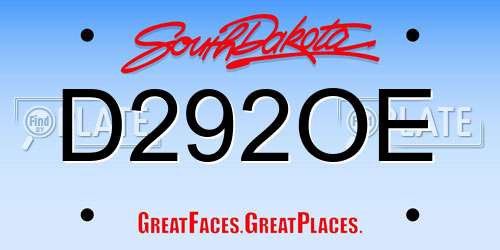 D292OE South Dakota License Plate
