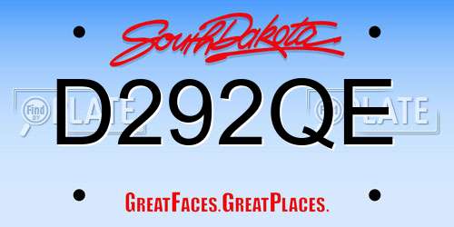 D292QE South Dakota License Plate