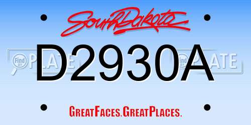 D2930A South Dakota License Plate