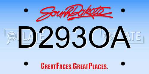 D293OA South Dakota License Plate
