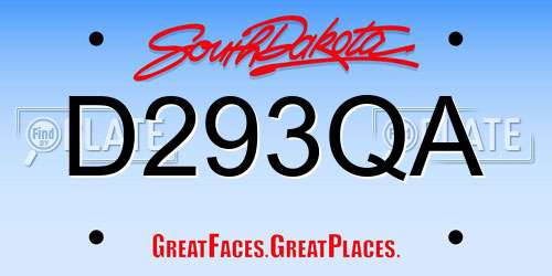 D293QA South Dakota License Plate