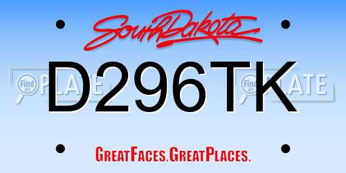 D296TK South Dakota License Plate