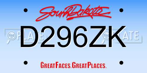 D296ZK South Dakota License Plate